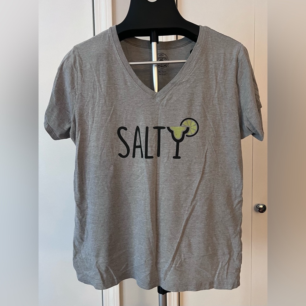 Gray V-Neck Graphic Tee